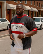 Plus Size Men's Sports Style Color Block Short Sleeve Shorts Suit